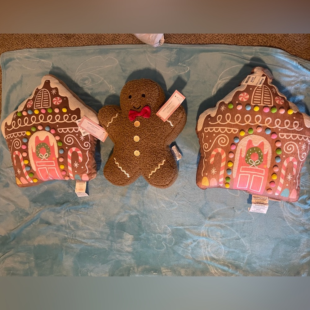 Cupcake and cashmere pillow set 2 ginger bread house pillows one ginger bread